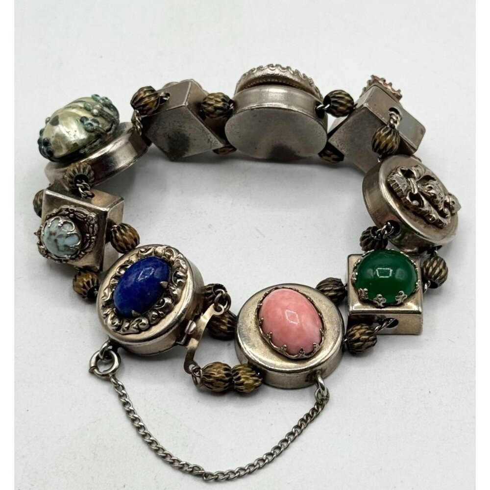 Estate Slide Charm Bracelet Vintage Victorian Revival